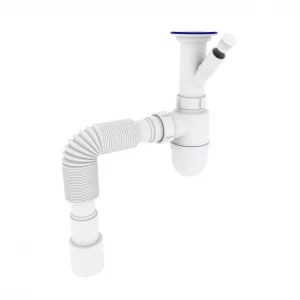 Сифон для кухонной мойки KRONO PLAST У-1550 1 1/2" с литым выпуском и отводом к стиральной машине Ø40х40/50