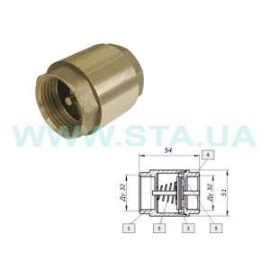 Клапан зворотний STA 1 1/4" з латунним штоком