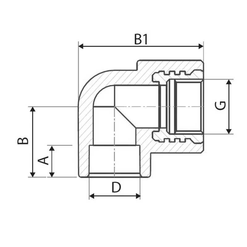 Кутник 90° PP-r з внутрішньою різьбою ITAL 20 мм x 1/2