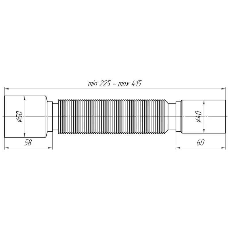 Гибкая труба ANI PLAST K435 40 x 50 мм длиной 225-415 мм
