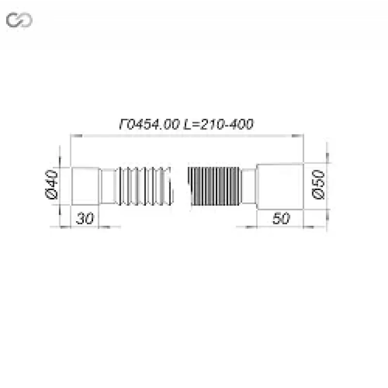 Трубка гибкая 40x50 мм (210-400 мм) аналог К435