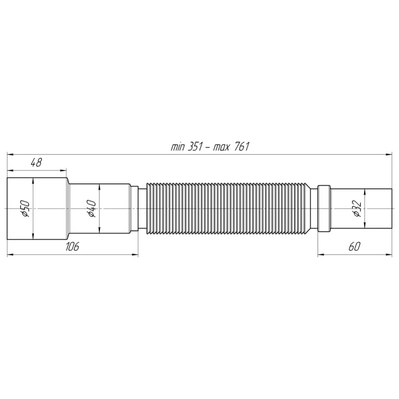 Гибкая труба ANI PLAST K306 32 x 40/50 (351-761 мм)