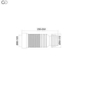 Гофрированная труба для унитаза ГУ-550 длиной 250-550 мм.