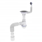 Сифон для кухонной мойки KRONO PLAST M-1055-E Ø40х40/50 с гибким круглым переливом