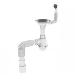 Сифон для кухонной мойки KRONO PLAST M-1055-E Ø40х40/50 с гибким круглым переливом
