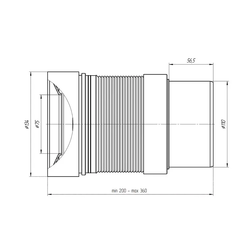 Удлинитель гибкий для унитаза ANI PLAST K821R Ø110 мм (190-370 мм)