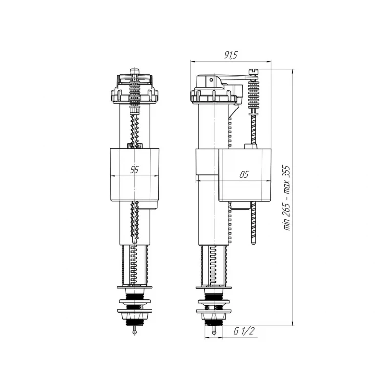Наливной механизм для бачка унитаза ANI PLAST WC5510 G1/2