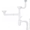 Сифон для кухонной мойки KRONO PLAST M2550-E Ø40х40/50 двойной симметричный с отводом и переливом