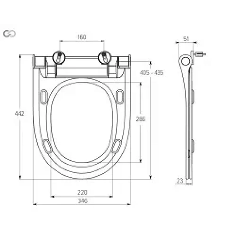 Сидение для унитаза СПД-12 Верона Slim 346х442 мм с пластиковой крепью и микролифтом.