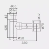Сифон для раковины FRAP F82-9 для донного клапана с серым стаканом Gungrey с выходом в стену