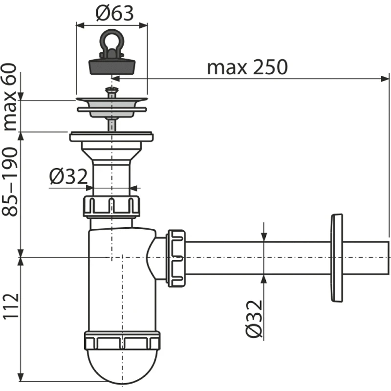Сифон для умывальника ALCA PLAST A410 1 1/4