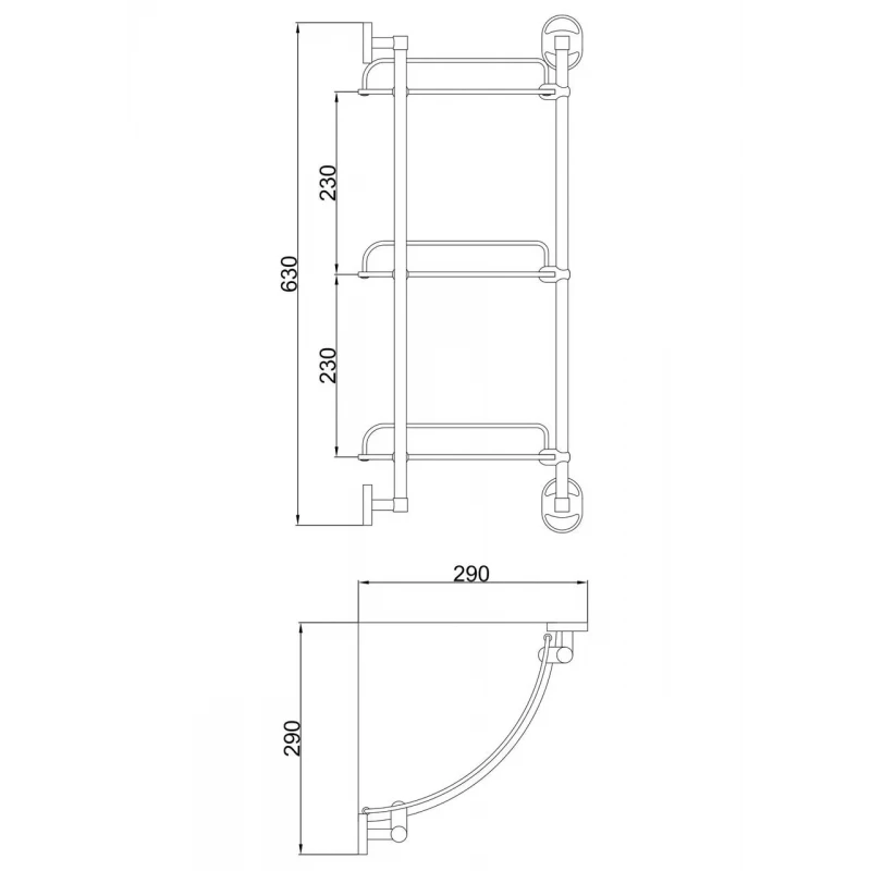 Скляна полиця кутова Frap F1907-3, 3-х ярусна, 290х290 мм