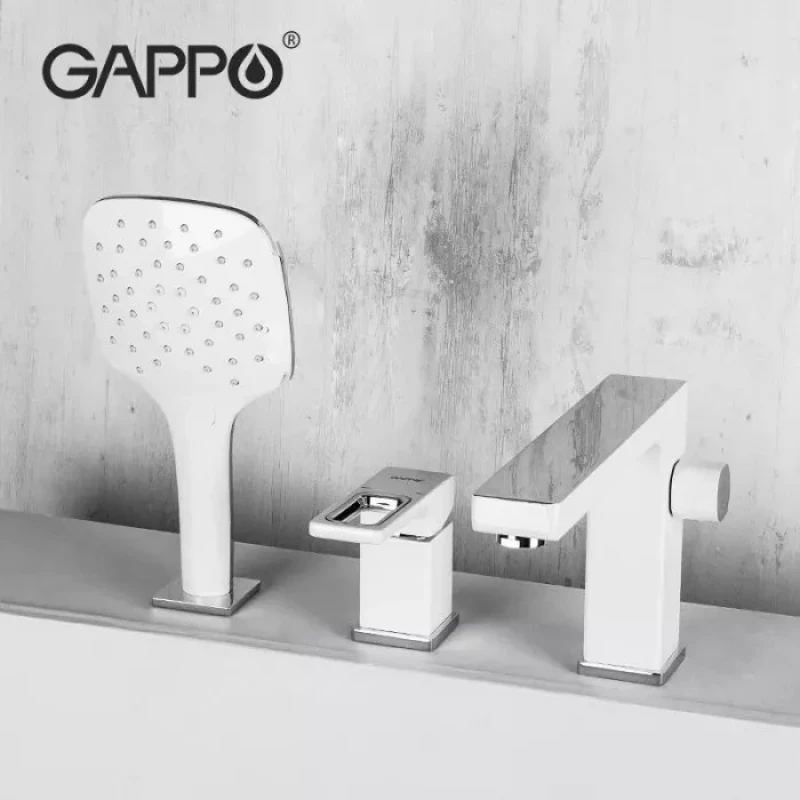 Змішувач для ванни на борт GAPPO G1117-8, білий/хром
