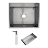 Мойка ITAL 600x500x215 мм одинарная с сифоном, дозатором и корзиной PVD Grey (3.0/0.8мм)