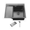 Мойка ITAL R-B 580x510x215мм с крылом, чаша правая, сифон, дозатор, корзина PVD Black (3.0/0.8 мм)