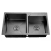 Мойка ITAL 750x410x215мм двойная с сифоном, дозатором, корзиной PVD Black (3.0/0.8)