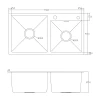 Мойка ITAL 750x410x215мм двойная с сифоном, дозатором, корзиной PVD Black (3.0/0.8)