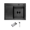 Мойка ITAL ID 6350R-B 630x500x215мм с крылом, правой чашей, сифоном, дозатором и корзиной PVD Black