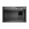 Мойка ITAL PROFI 750x450x215 мм с сифоном, дозатором для мыла (2 шт), доской и смесителем PVD черный