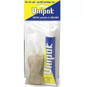 Уплотняющая паста UNIPAK 75 г с сантехническим леном в наборе.