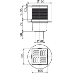 Трап для душа ALCA PLAST APV32 105*105/50 нержавеющая сталь прямой с гидрозатвором SMART