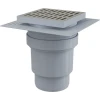 Трап для душа ALCA PLAST APV13 150x150/110 мм из нержавеющей стали с прямым выпуском.