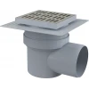 Трап для душа ALCA PLAST APV12 150x150 мм из нержавеющей стали с боковым отводом 110 мм