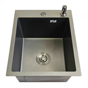 Мойка кухонная ITAL ID 4050-MGR одинарная 400x500x215 мм PVD Graphite Matte с сифоном, дозатором и корзиной