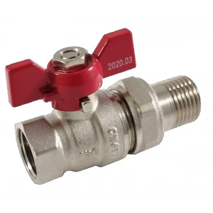 Кран кульовий з американкою V&G Optima 1/2" ВЗ з ручкою-метеликом червоний