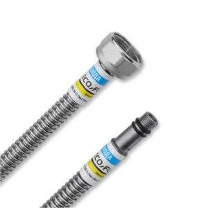 Подводка для смесителя ECO-FLEX 40 см M10 - 1/2" нержавеющая сталь с креплением гайкой