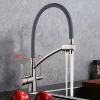 Смеситель для кухни GAPPO G4398-17 серый/хром с гибким изливом на две воды