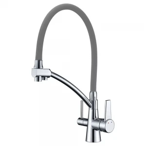 Смеситель для кухни GAPPO G4398-17 серый/хром с гибким изливом на две воды