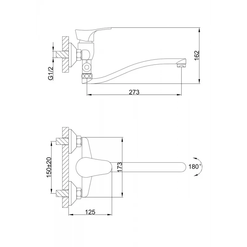 Змішувач для ванни FRAP F2114-B хромований