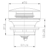Донний клапан ITAL HF1056 1 1/2" Ø70мм автоматичний латунний хромований