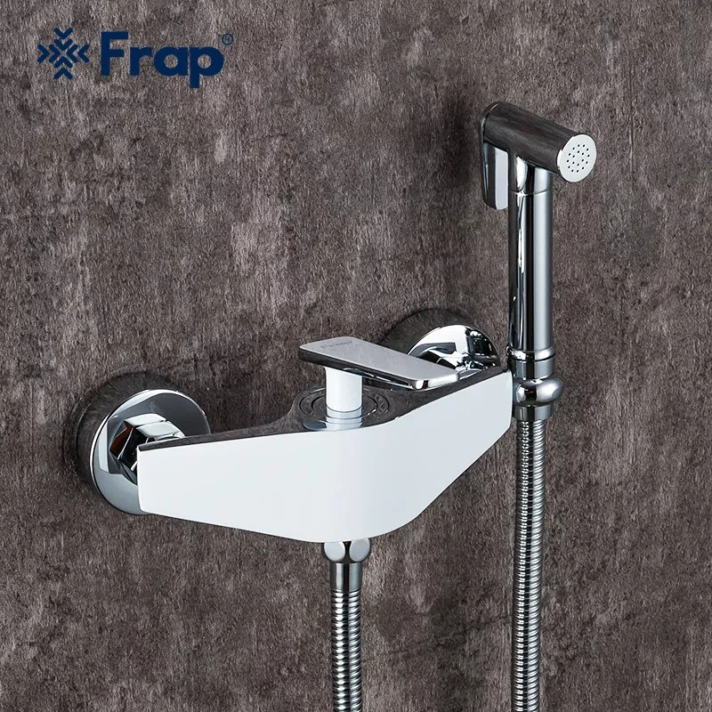 Змішувач для душу FRAP F2058 з гігієнічною лійкою білий/хром