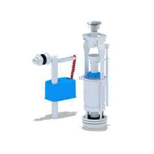 Набір для бачка унітазу ANI-plast WC6050M з боковим підведенням G1/2", з пластиковим штуцером, кнопка метал, хром