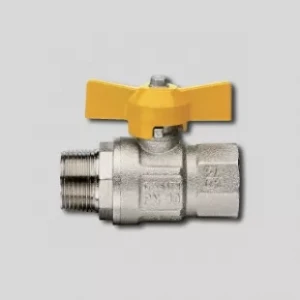 Кран кульовий STA 1/2" ВЗ нікельований з ручкою-метеликом жовтою