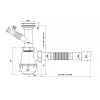 Сифон для кухонной мойки KRONO PLAST M-1550 1 1/2" x 40 с увеличенным корпусом и отводом для стиральной машины