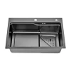 ID 7546-B мийка 750x460x215мм,(3.0/0.8мм),сифон. дозат. 2 кошика PVD Black {1/1}