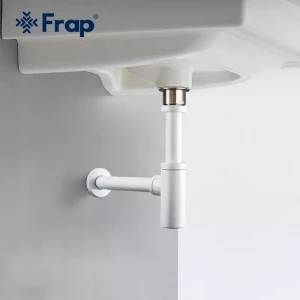 Сифон для раковины FRAP F82-6 белый латунный под донный клапан.