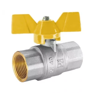 Кран кульовий STA 3/4" ВВ нікельований з ручкою-метеликом жовтий
