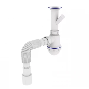 Сифон для кухонной мойки KRONO PLAST M-1550 1 1/2" x 40 с увеличенным корпусом и отводом для стиральной машины