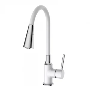 Смеситель для кухни FRAP F4044-8 с гибким изливом 2 режима белый/хром
