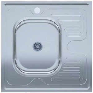 Кухонная мойка UA 6060-L 600x600x140 мм накладная из нержавеющей стали полированная, толщина 0.4 мм