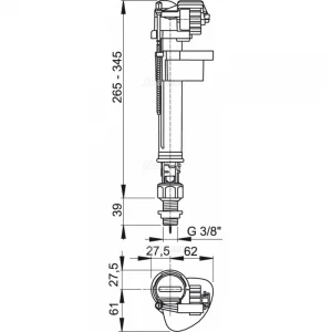 A17 3/8 Впускний механізм ниж. пластик 3/8" {50}