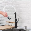 Смеситель для кухни FRAP F4452-7 черно-белый с гибким изливом, 2 режима