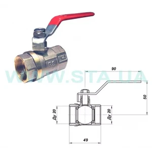 Кран кульовий STA 3/4" ВВ нікельований з червоною ручкою