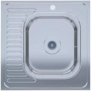 Мойка для кухни UA 6060-R 600x600x140 мм из нержавеющей стали полированная накладная, толщина 0.4 мм