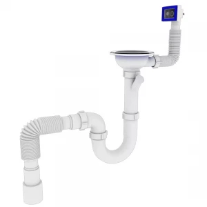 Сифон для кухонной мойки KRONO PLAST 1/2" с отводом, прямоугольным переливом Ø40х40/50 SU27020343