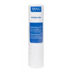 Картридж фильтра ITAL PPW5-HW 2.5"x10" 5 мкм из полипропиленовой нити для горячей воды с нержавеющей шпулей
